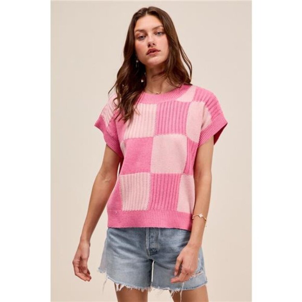 SO ME Check Plaid Casual‎ Sweater Top